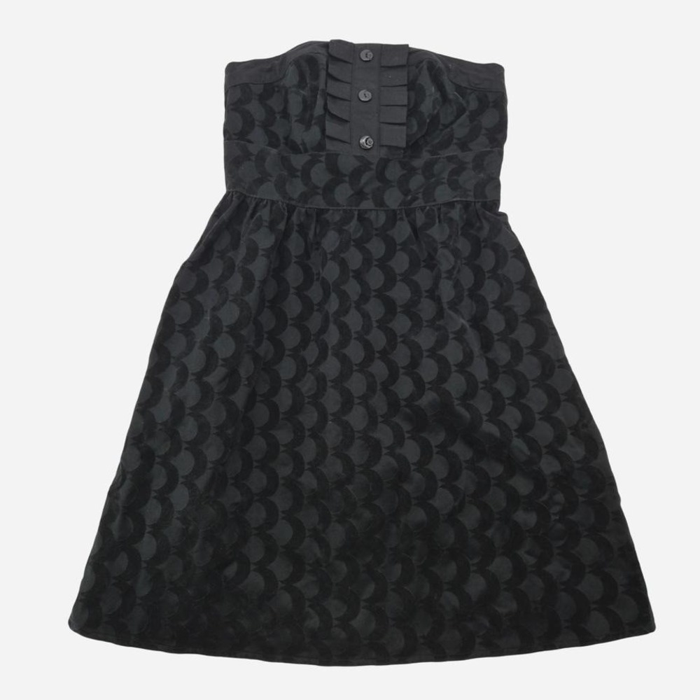 Y2K Black celestial strapless dress with moon button detail